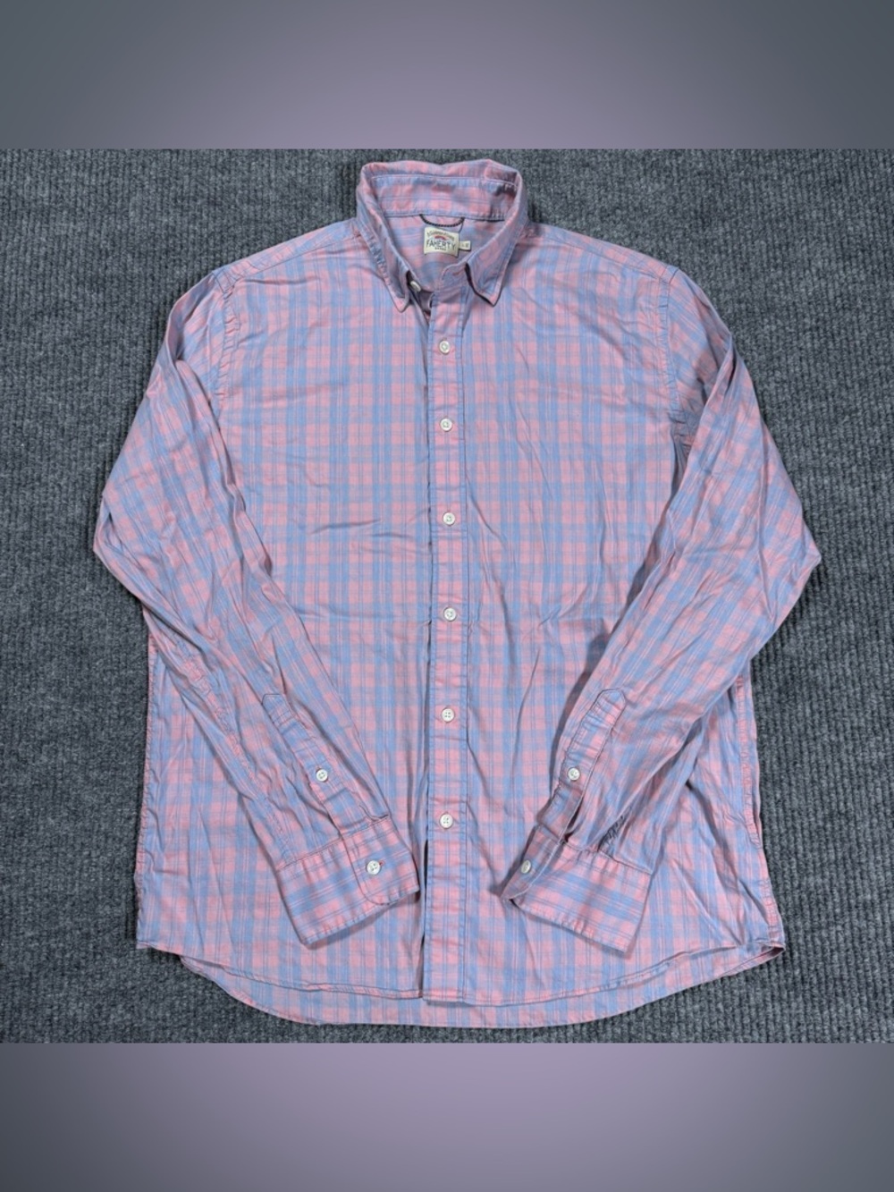 Faherty Shirt Mens Medium Blue Pink The Movement Button Up Outdoors Performance